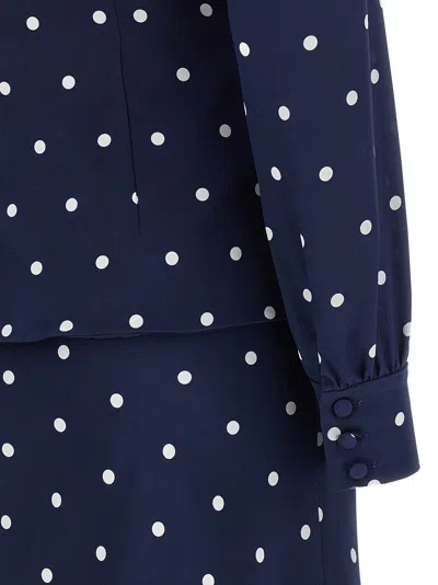 Alessandra Rich Polka Dot Dress In Blue