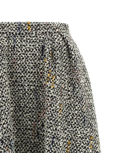 Alessandra Rich High-waisted Pleated Tweed Midi Skirt In Gray