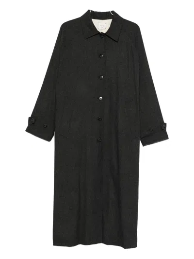 Alysi Button-front Trench Coat In Black