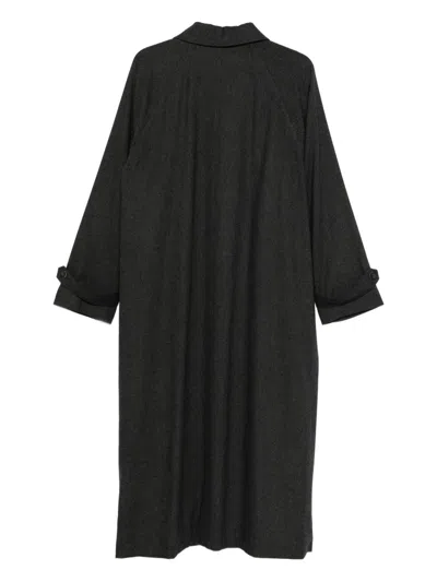 Alysi Button-front Trench Coat In Black