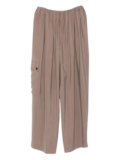 Alysi Pleated Detail Track Pants In Brown