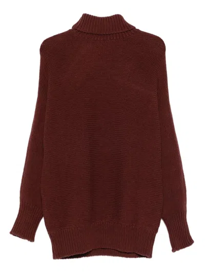 Alysi Turtleneck Knitted Sweater In Brown