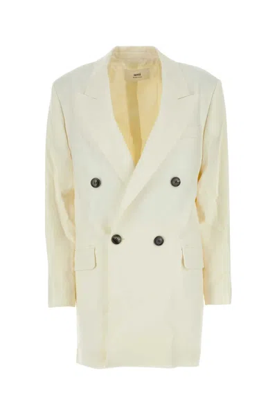 Ami Alexandre Mattiussi Ami Ivory Wool Oversize Blazer In White