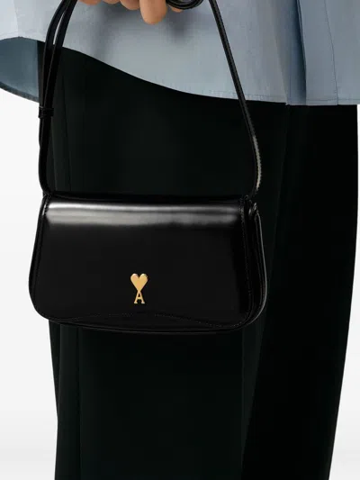 Ami Alexandre Mattiussi Ami Paris Women Small Crossbody Paris Paris Bag Glazed Leather In Black