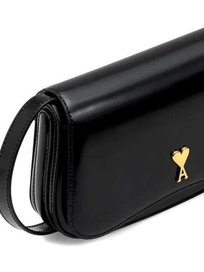 Ami Alexandre Mattiussi Ami Paris Women Small Crossbody Paris Paris Bag Glazed Leather In Black