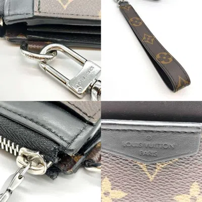 Pre-owned Louis Vuitton Monogram Macassar Black Brown Long Wallet (bi-fold) () In Multi