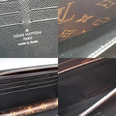 Pre-owned Louis Vuitton Monogram Macassar Black Brown Long Wallet (bi-fold) () In Multi