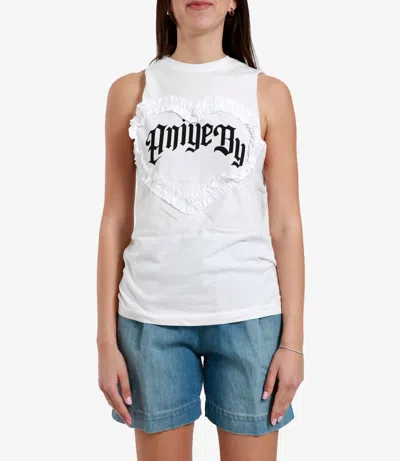 Aniye By Pleated Vest With Round Collar In White