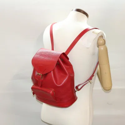 Pre-owned Louis Vuitton Montsouris Red Leather Backpack Bag ()