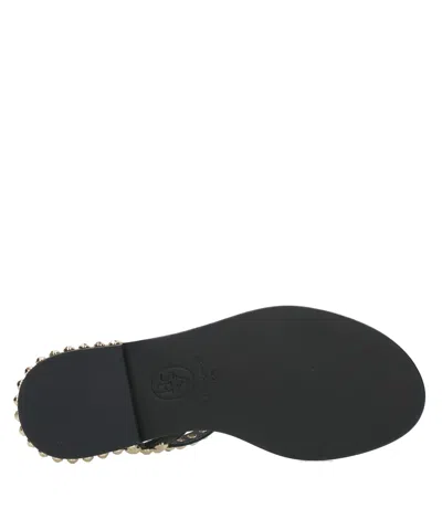 Ash Flat Sandals Three Ankle Straps Studs In Black