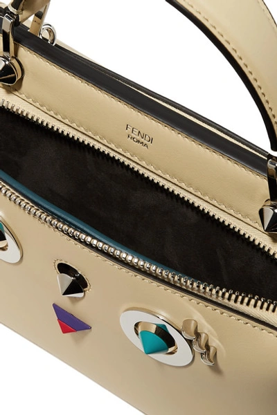 Shop Fendi Dotcom Petite Embellished Leather Shoulder Bag