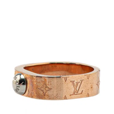 Pre-owned Louis Vuitton Pink Gold Silver Gold Plating Metal Band Ring ()