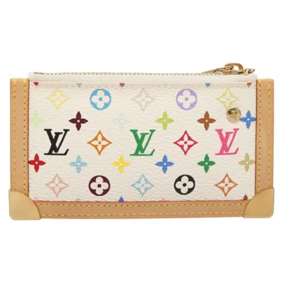 Pre-owned Louis Vuitton Pochette Clés White Canvas Wallet  ()
