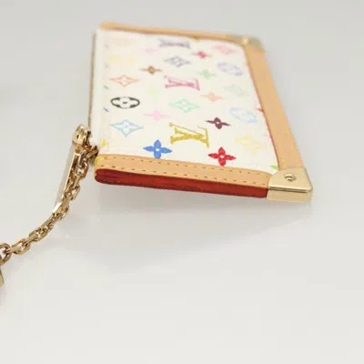Pre-owned Louis Vuitton Pochette Clés White Canvas Wallet  ()