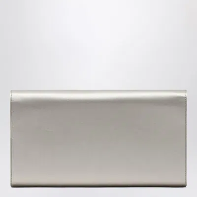 Roger Vivier Pearl Grey Satin Clutch Bag With Buckle In Gray