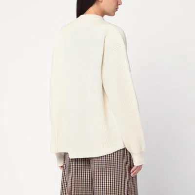 Jil Sander Stand-up Collar Ribbed Sweater In White