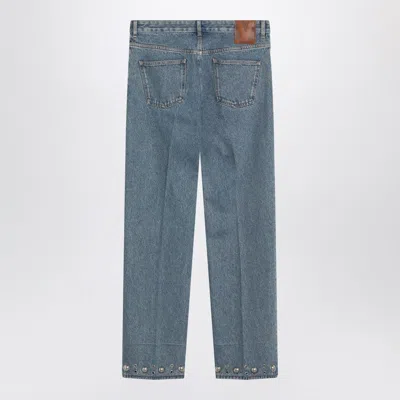 Valentino Five-pocket Denim Trousers Featuring Button Embellishments In Blue