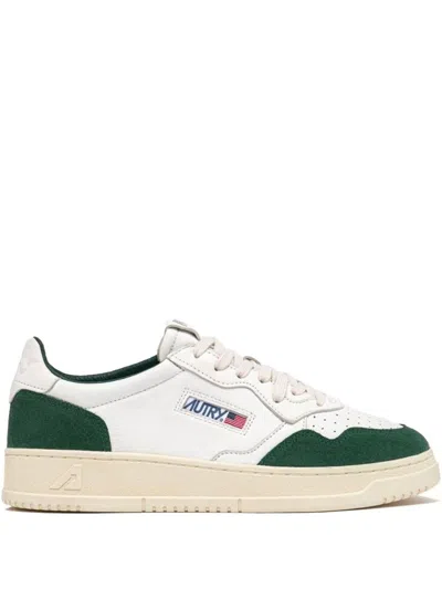 Autry Medalist Low White Leather And Suede Bottle Sneakers