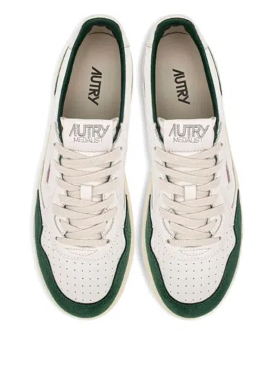 Autry Medalist Low White Leather And Suede Bottle Sneakers