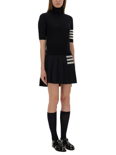 Thom Browne "4-bar Turtleneck" Jersey In Black