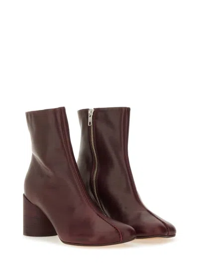 Mm6 Maison Margiela 70mm Leather Zip-fastening Block-heel Ankle Boots In Brown