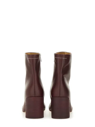 Mm6 Maison Margiela 70mm Leather Zip-fastening Block-heel Ankle Boots In Brown