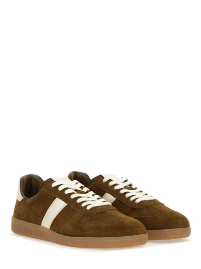 Tom Ford Suede Sneakers With Contrast Stripe And Rubber Sole