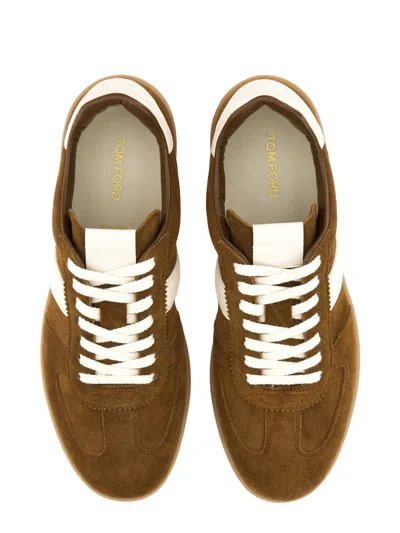 Tom Ford Suede Sneakers With Contrast Stripe And Rubber Sole