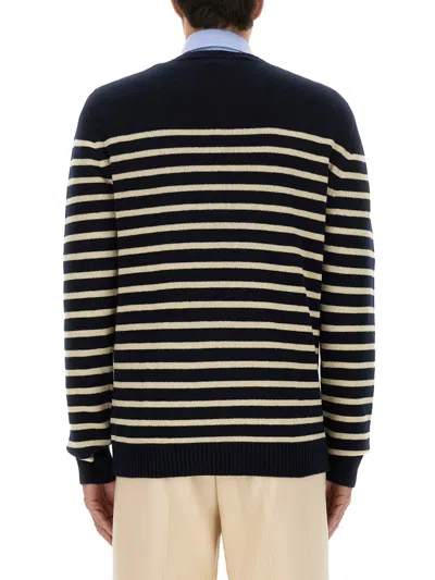Valentino Garavani Crewneck Sweater With Bold Jacquard Motif In Blue