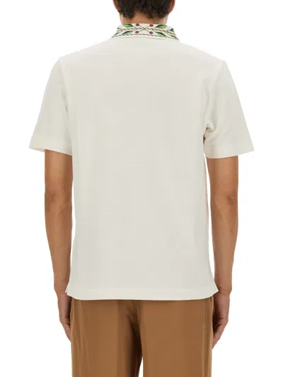 Casablanca Polo Shirt With Short Sleeves And Embroidered Collar In White