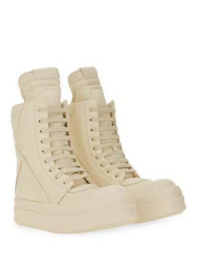 Rick Owens White High-top Sneakers With Platform Sole