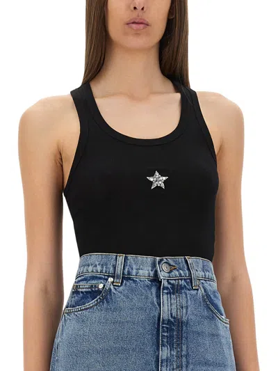 Stella Mccartney "crystal Mini Star" Tank Top In Black