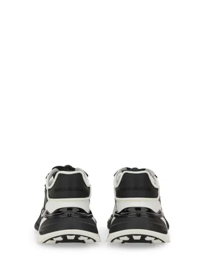 Dolce & Gabbana Panelled Leather Sneakers With Iconic Logo Patch In Black