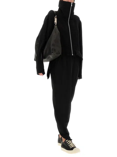 Rick Owens Tailored Jacket With High Collar And Long Sleeves In Black