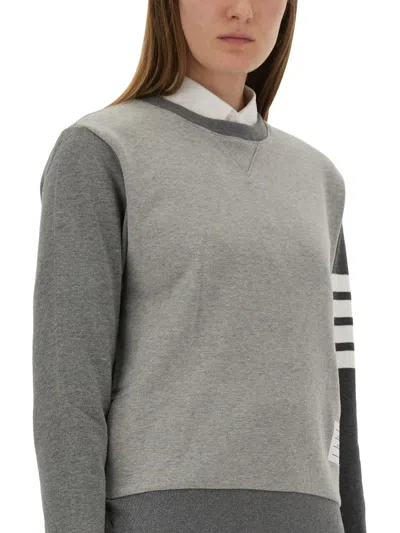 Thom Browne Funmix Classic Loopback 4bar Sweatshirt In Gray