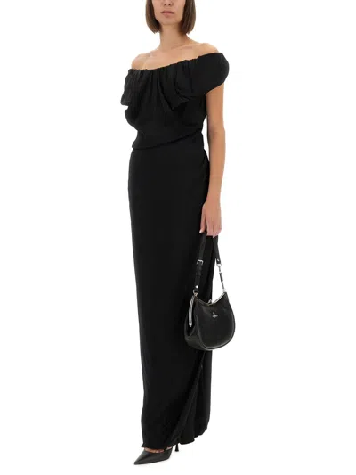 Vivienne Westwood Black Long Ginnie Amber Maxi Dress In Black