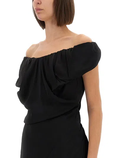 Vivienne Westwood Black Long Ginnie Amber Maxi Dress In Black