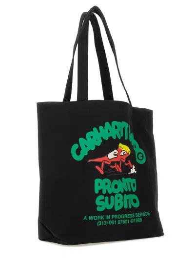 Carhartt Canvas Graphic Tote Bag In Black