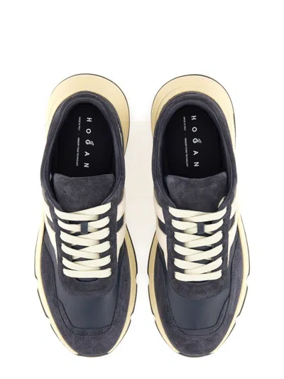 Hogan Hyperlight Lace-up Sneakers With Technical Fabric Inserts In Neutral
