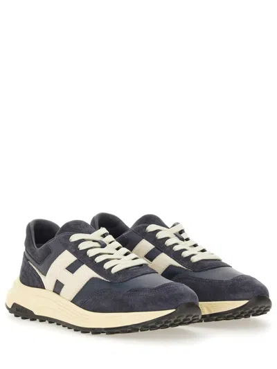 Hogan Hyperlight Lace-up Sneakers With Technical Fabric Inserts In Neutral
