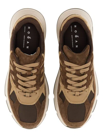 Hogan Lightweight Mesh And Suede Sneakers In Brown