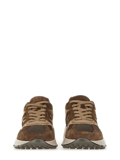 Hogan Lightweight Mesh And Suede Sneakers In Brown
