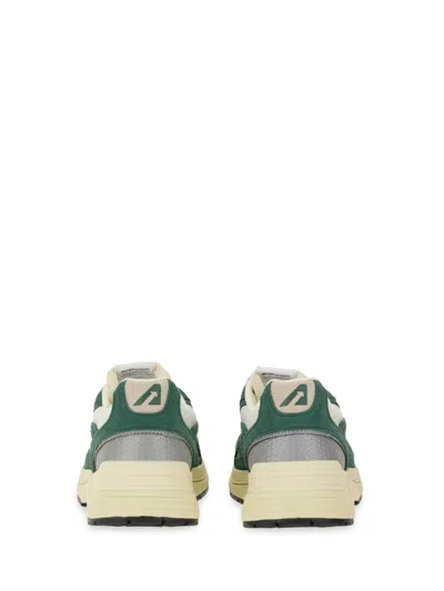 Autry Hyperway Low Malachite And Silver Mesh And Suede Sneakers In Green