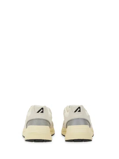 Autry White And Silver Leather Hyperway Sneakers