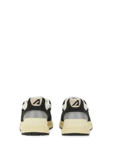 Autry Black Suede And Mesh Sneakers With Cream Cushioned Sole In Black