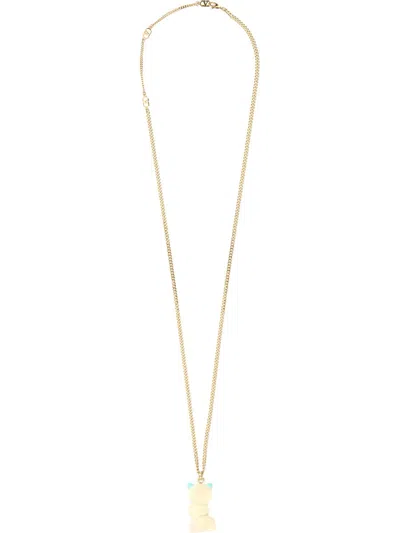 Valentino Multicolor Nylon And Metal Le Chat De La Maison Necklace In Gold
