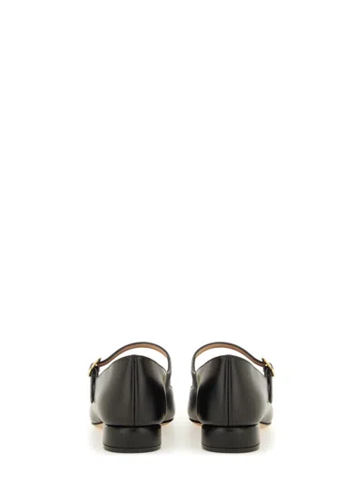 Ferragamo Buckle Strap Leather Ballerina Shoes