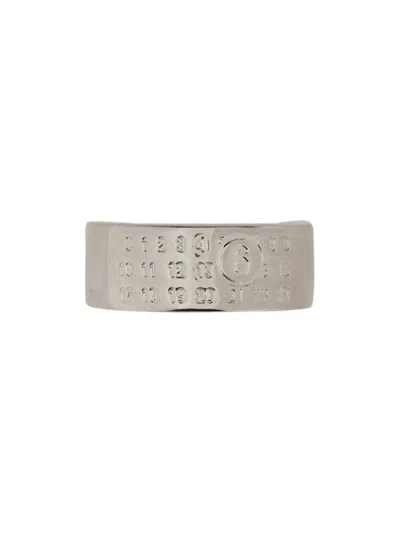 Mm6 Maison Margiela Minimal Numeric Band Ring In Metallic