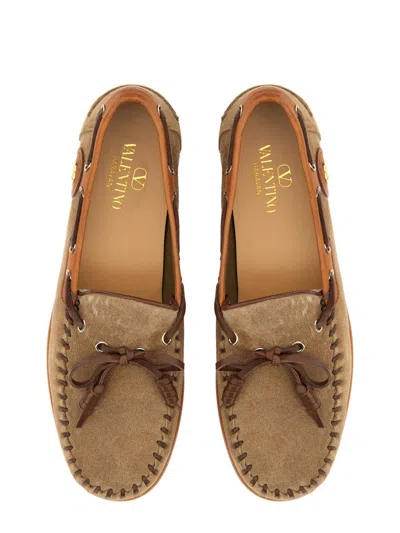 Valentino Palm Avenue Suede And Leather Loafers In Brown
