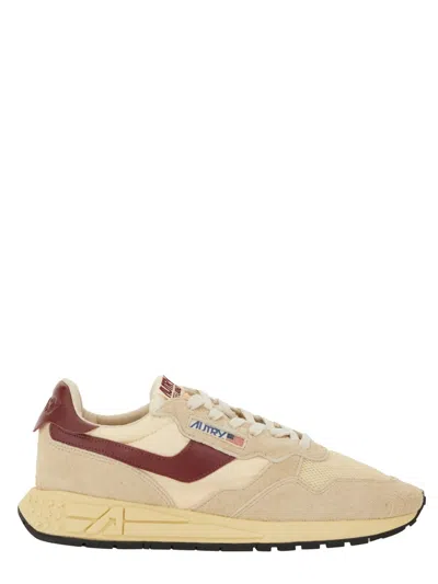 Autry Low Suede Net Sneakers With Contrast Panel In Multi